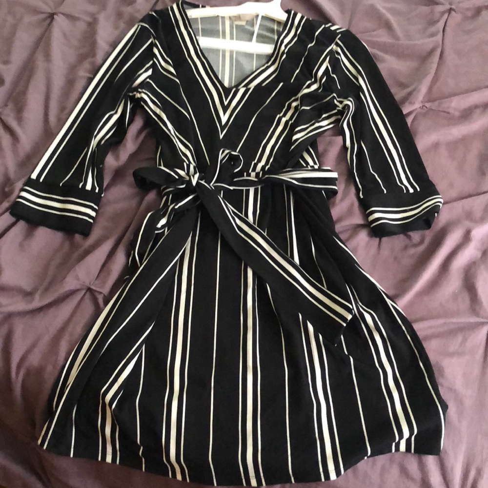 H&M black and white striped dress